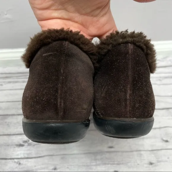 STUART WEITZMAN Suede Faux Fur Sneaker Shoes Size 9.5 Brown Slip On