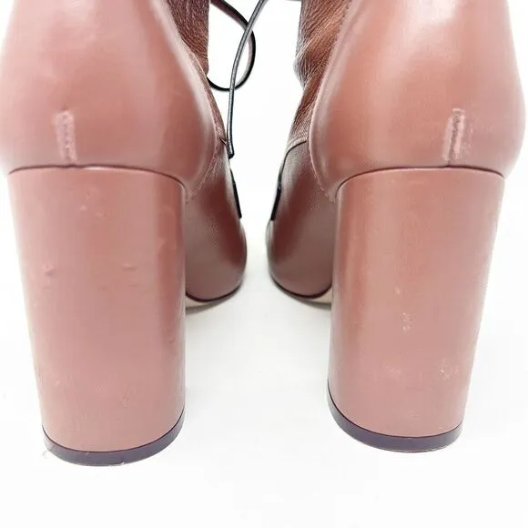 Stuart Weitzman Veruka Leather Lace Up Rose Mauve Boots 8