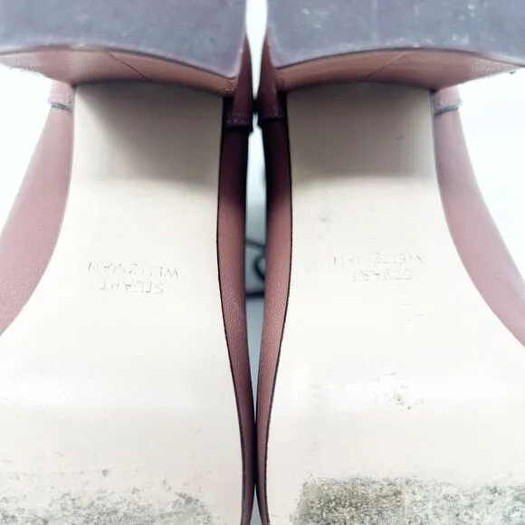 Stuart Weitzman Veruka Leather Lace Up Rose Mauve Boots 8