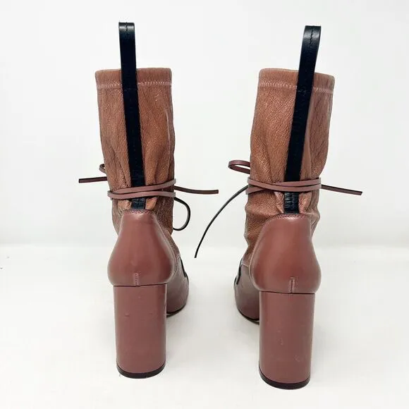 Stuart Weitzman Veruka Leather Lace Up Rose Mauve Boots 8