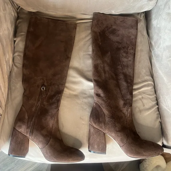 Stuart Weitzman Women’s Bethenny 80 High Heel Boots Brown Suede US 9.5