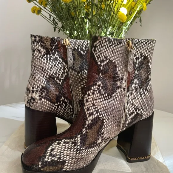 Stylish Snakeskin Ankle Boots Tory Burch