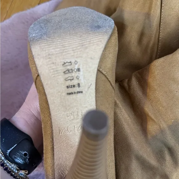 Suede Knee-High Boots - Tan