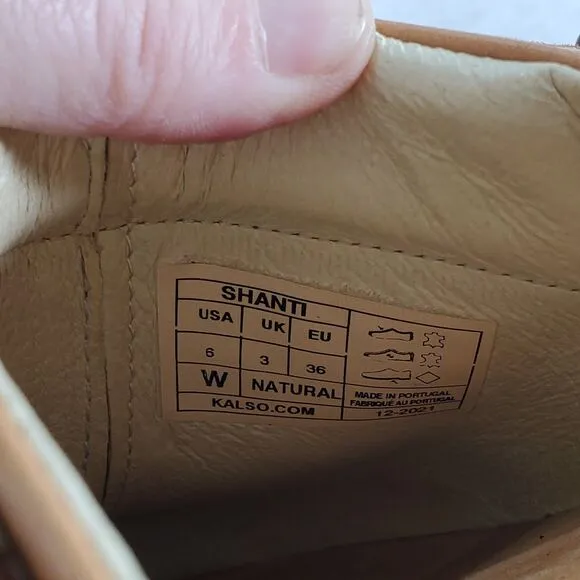 sz 6 Kalso Earth Shoes Natural Shanti Mule Clog Vegetable Tanned Leather Rivets