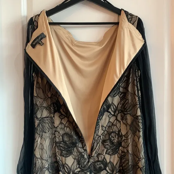 TADASHI SHOJI NWT Silk Lace Cocktail Dress Black 16 Wedding Party Plazacore