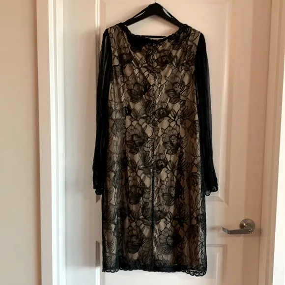 TADASHI SHOJI NWT Silk Lace Cocktail Dress Black 16 Wedding Party Plazacore