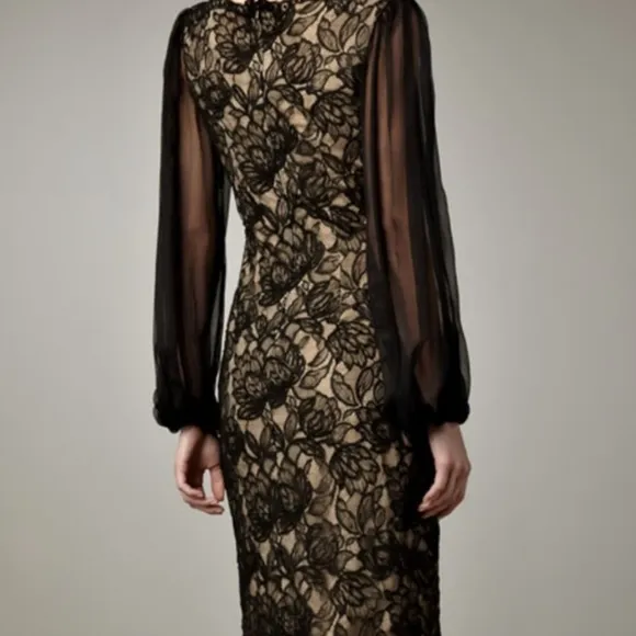 TADASHI SHOJI NWT Silk Lace Cocktail Dress Black 16 Wedding Party Plazacore