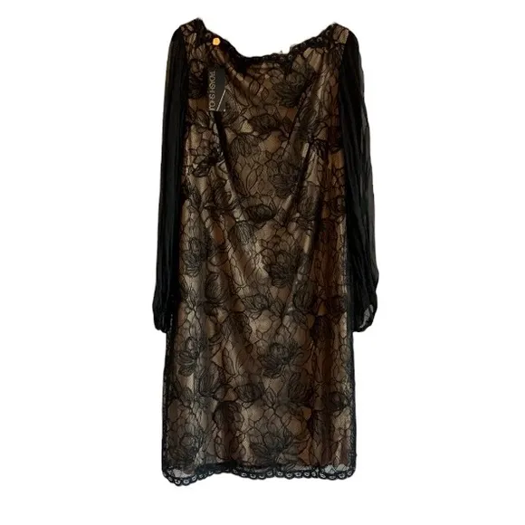 TADASHI SHOJI NWT Silk Lace Cocktail Dress Black 16 Wedding Party Plazacore
