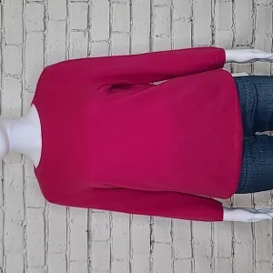 Talbots Cashmere Crewneck 3/4 sleeve Sweater in Hot Pink