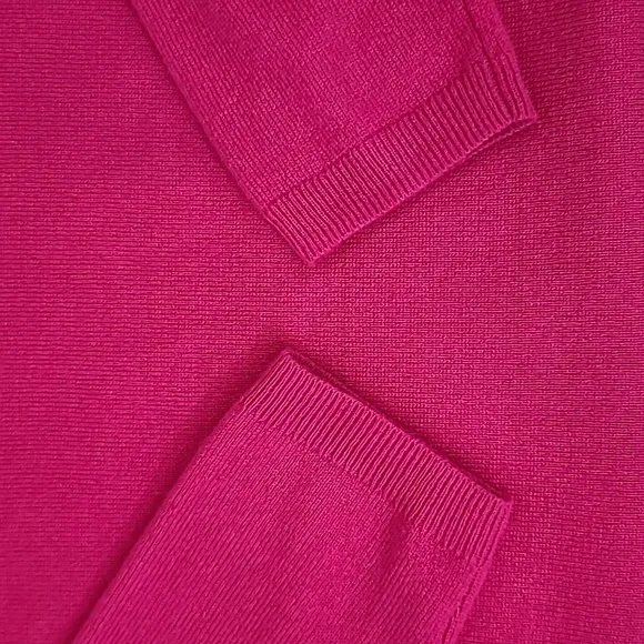 Talbots Cashmere Crewneck 3/4 sleeve Sweater in Hot Pink