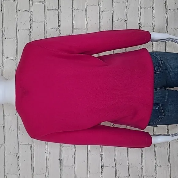 Talbots Cashmere Crewneck 3/4 sleeve Sweater in Hot Pink