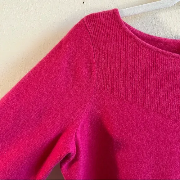 Talbots Cashmere Sweater Hot Pink Barbiecore Boat Neck 3/4 Sleeve Knit Sz 1X GUC
