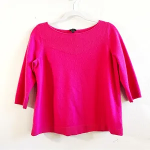 Talbots Cashmere Sweater Hot Pink Barbiecore Boat Neck 3/4 Sleeve Knit Sz 1X GUC