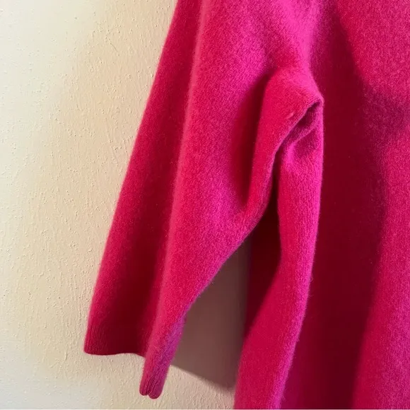 Talbots Cashmere Sweater Hot Pink Barbiecore Boat Neck 3/4 Sleeve Knit Sz 1X GUC