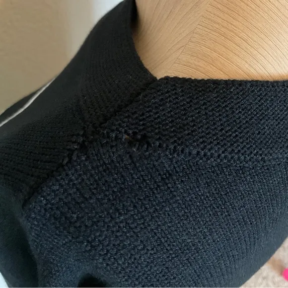 Talbots Striped Bateau Boat Neck Knit Sweater Black White 3/4 Sleeve EUC Women S