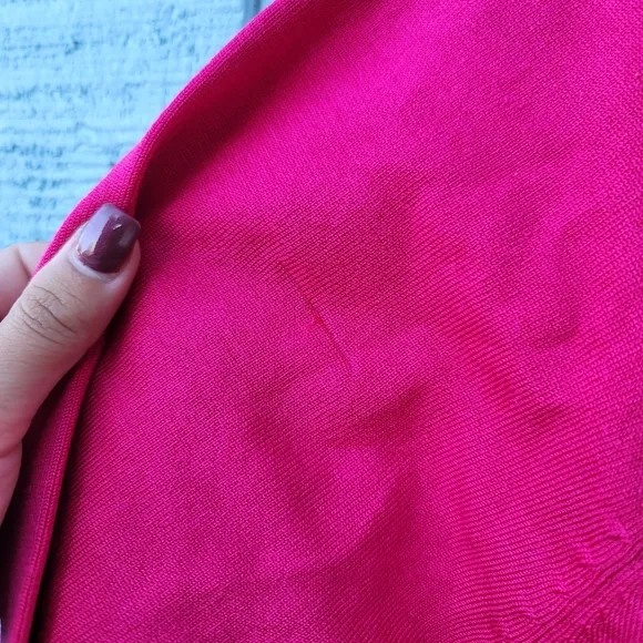 Talbots Woman Silk Knit Sweater Satin Rhinestone Trim size 1X Hot Pink