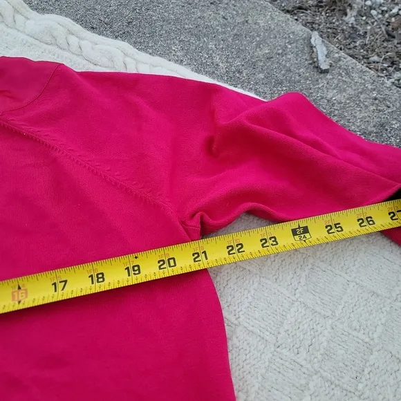 Talbots Woman Silk Knit Sweater Satin Rhinestone Trim size 1X Hot Pink