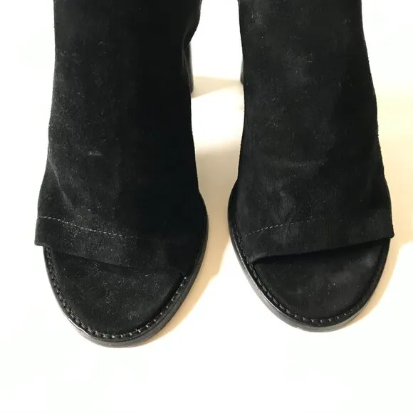 Tamara Mellon Element 100 Suede Sandals Womens 38 Black Open Toe Heels Shoes