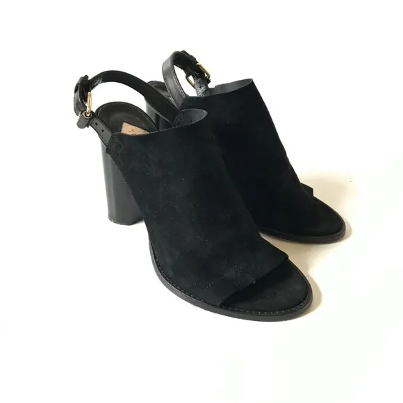 Tamara Mellon Element 100 Suede Sandals Womens 38 Black Open Toe Heels Shoes