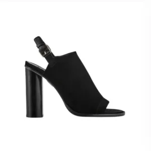 Tamara Mellon Element 100 Suede Sandals Womens 38 Black Open Toe Heels Shoes