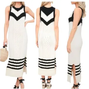 Tanya Taylor Sweater Dress 1X Cream Nina Cable-Knit Sleeveless Beach Coastal NEW