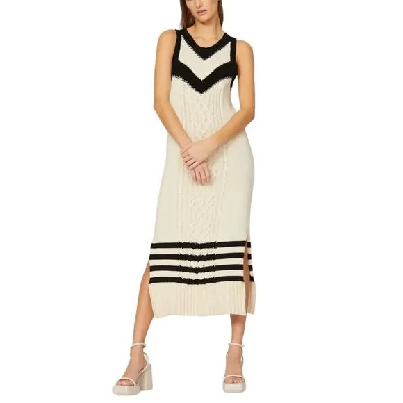 Tanya Taylor Sweater Dress 1X Cream Nina Cable-Knit Sleeveless Beach Coastal NEW