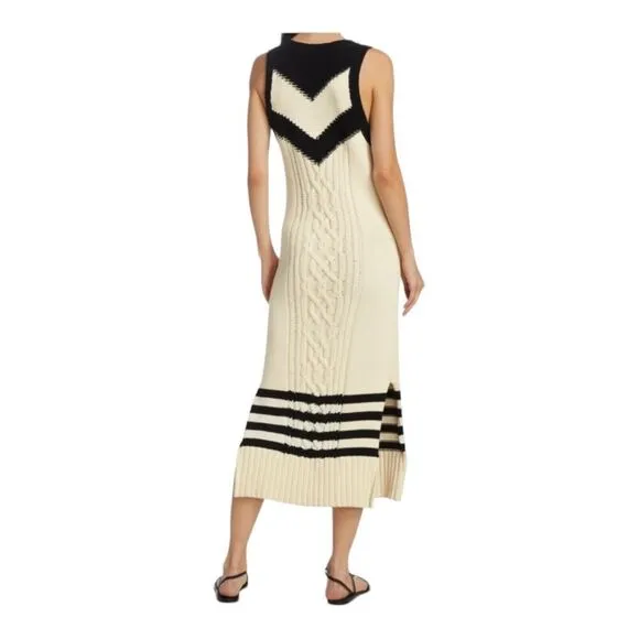 Tanya Taylor Sweater Dress 1X Cream Nina Cable-Knit Sleeveless Beach Coastal NEW