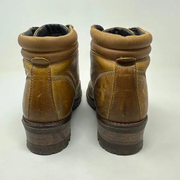 Taos Rebel Ankle Boots Womens Size 10 10.5 Yellow Burnished Leather Moto 41