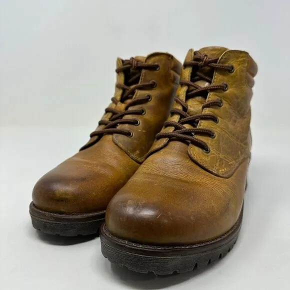 Taos Rebel Ankle Boots Womens Size 10 10.5 Yellow Burnished Leather Moto 41