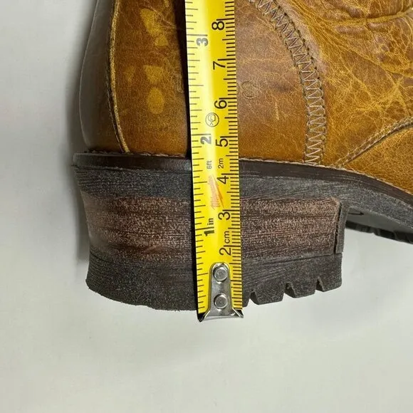 Taos Rebel Ankle Boots Womens Size 10 10.5 Yellow Burnished Leather Moto 41