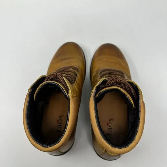 Taos Rebel Ankle Boots Womens Size 10 10.5 Yellow Burnished Leather Moto 41