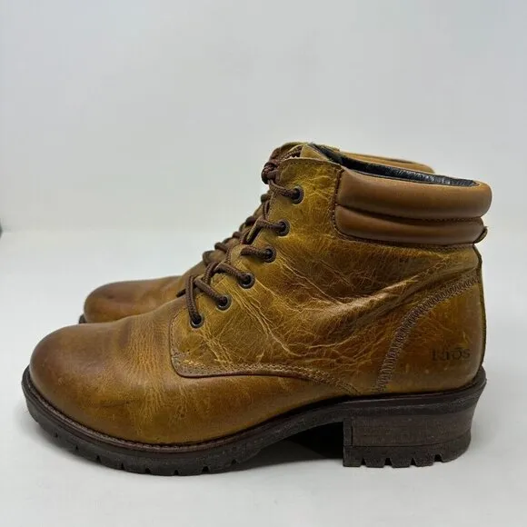 Taos Rebel Ankle Boots Womens Size 10 10.5 Yellow Burnished Leather Moto 41