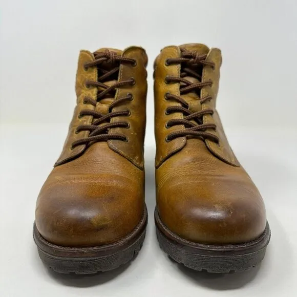 Taos Rebel Ankle Boots Womens Size 10 10.5 Yellow Burnished Leather Moto 41