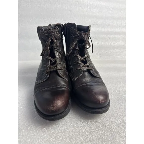 Taos Women's Brown Leather Comfort Ankle Boots Walking Zip Size 37 EU/ 6-6.5 US