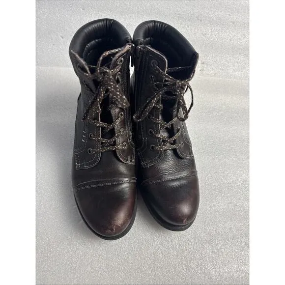 Taos Women's Brown Leather Comfort Ankle Boots Walking Zip Size 37 EU/ 6-6.5 US