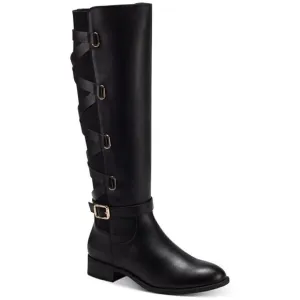 THALIA SODI Womens Black Padded Buckle Accent Goring Veronika Round Toe Size 7