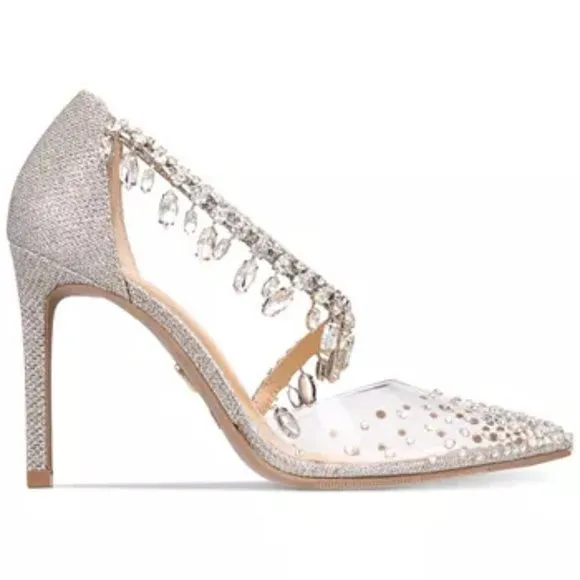 Thalia Sodi's Rhinestone Translucent Pointed Toe Stiletto Heels Designer Shoes