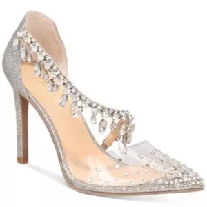 Thalia Sodi's Rhinestone Translucent Pointed Toe Stiletto Heels Designer Shoes