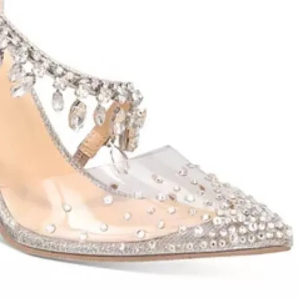 Thalia Sodi's Rhinestone Translucent Pointed Toe Stiletto Heels Designer Shoes