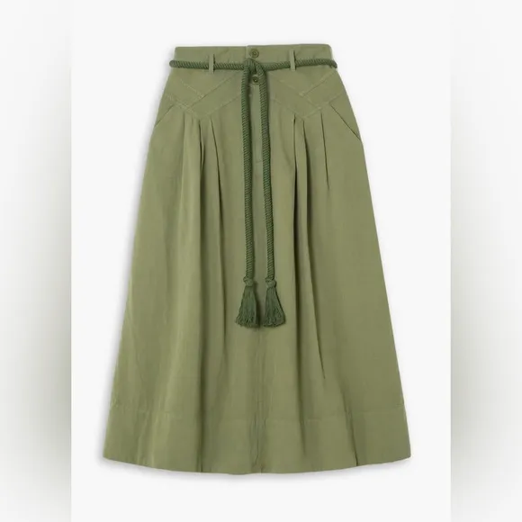 THE GREAT. The Field Skirt in Army Green Size 1