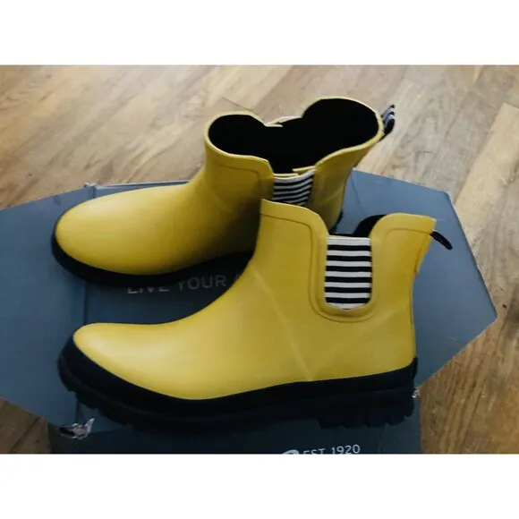 The Great x Eddie Bauer Greta Chelsea Rain Boots 10 Ankle Yellow Amber