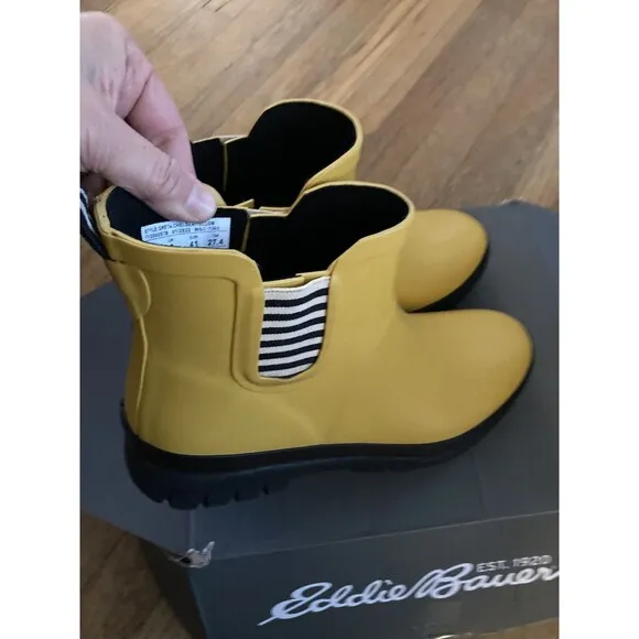 The Great x Eddie Bauer Greta Chelsea Rain Boots 10 Ankle Yellow Amber