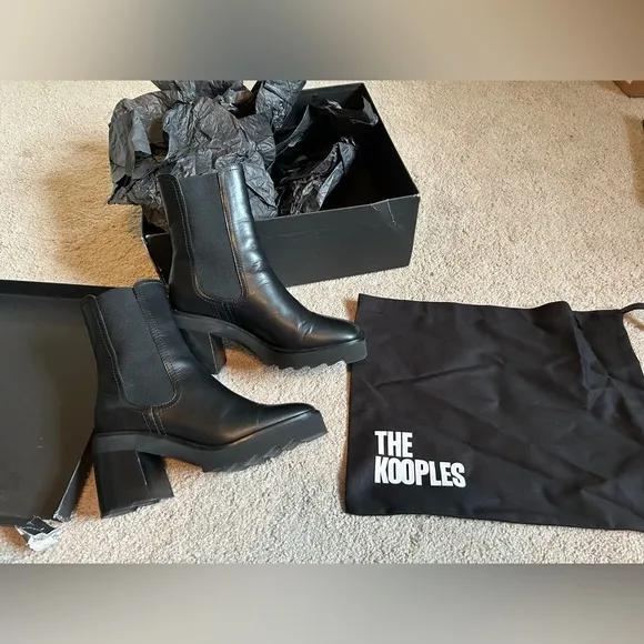 The Kooples Black Leather Chelsea Ankle Boots