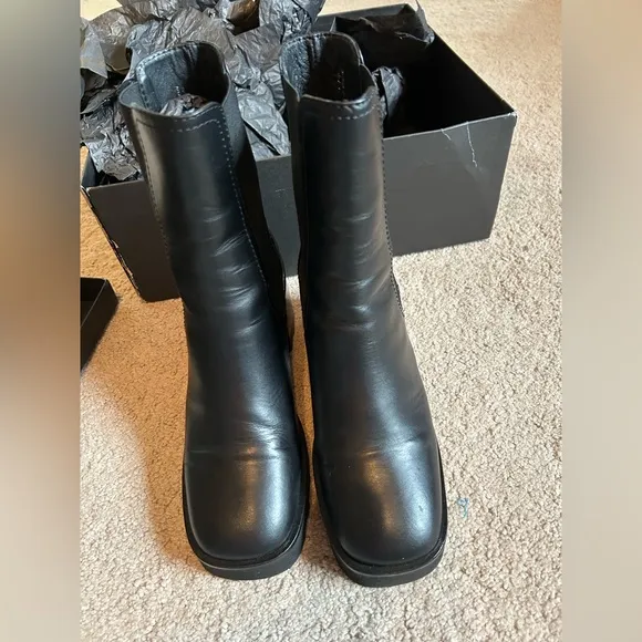 The Kooples Black Leather Chelsea Ankle Boots