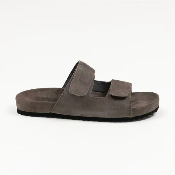 The Men's Store Men's Two Strap Sandals Grey Suide Size 10 (Store Display)
