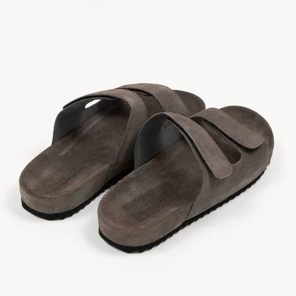The Men's Store Men's Two Strap Sandals Grey Suide Size 10 (Store Display)