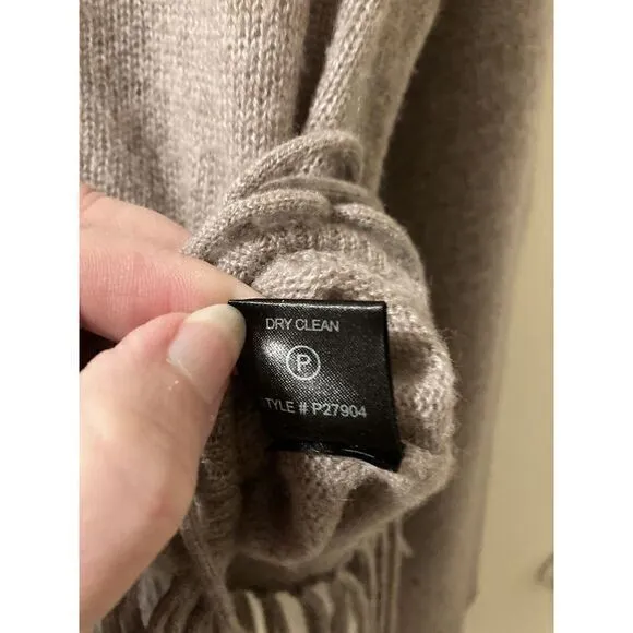 The Perfext Women's Cashmere Sweater Fringe Size XS Taupe‎  Boho