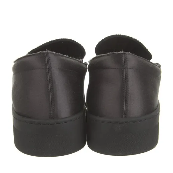The Row Black Marie HSatin &amp; Leather Slip-On Shoes