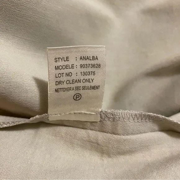 Theory Analba Linen Blend A-Line Dress Cap Sleeve Knee Length Beige Size 12