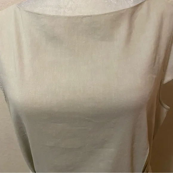 Theory Analba Linen Blend A-Line Dress Cap Sleeve Knee Length Beige Size 12